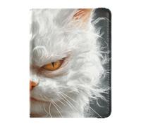 Étui de passeport en cuir avec motif de chats angora turcs et de dessins animés - Ultra fin, dessin animé drôle turc angora chats colère, 1 size