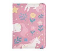 Étui de passeport en cuir avec motif de licornes roses mignonnes pour voyage, organiseur de documents de voyage, carnet de passeport mignon pour femme léger