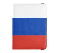 Étui de passeport en cuir avec motif drapeau de la Russie pour voyage - Portefeuille de voyage avec fente pour carte de vaccination pour homme - Léger, Drapeau Russie, 1 size