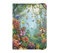 Étui de passeport en cuir avec motif écosystème de forêt tropicale pour voyage, porte-monnaie et cartes antivol pour femme