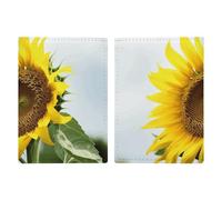 Étui de passeport en cuir avec motif flamants roses, aquarelle, tropiques, livre de passeport pour documents, cadeaux de voyage, Fleur de tournesol., 20.3x13.8cm