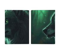 Étui de passeport en cuir avec motif loup vert pour documents, cadeaux de voyage, Green Wolf, 20.3x13.8cm