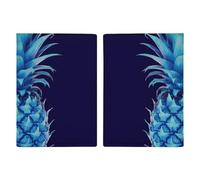 Étui de passeport en cuir avec motif triangles imprimés pour documents, cadeaux de voyage, Ananas bleu., 20.3x13.8cm