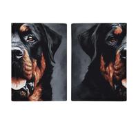 Étui de passeport en cuir avec motif triangles imprimés pour documents, cadeaux de voyage, Cool Rottweiler Dog Art, 20.3x13.8cm