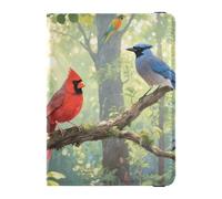 Étui de passeport en cuir avec oiseaux dans un arbre de safari pour passeport sécurisé et caché pour documents de voyage en famille