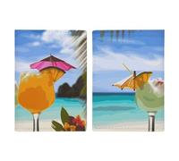 Étui de passeport en cuir blanc naturel avec brindilles imprimées pour documents, cadeaux de voyage, Boisson de plage tropicale, 20.3x13.8cm