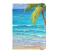 Étui de passeport en cuir bleu pour les vacances d'été, la plage, le cocotier, pour les voyages, les vaccins, les femmes, léger, Blue Summer Vacation Beach Cocotier, 1 size