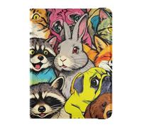 Étui de passeport en cuir coloré avec collage d'animaux - Pour voyage d'affaires en famille