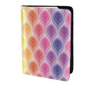 Étui de passeport en cuir de vache avec impression de feuilles dégradées aux couleurs de l'arc-en-ciel, étui pour carte de voyage pour homme et femme, protecteur de documents, noir, One Size