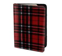 Étui de passeport en cuir de vache imprimé à carreaux rouges et noirs, étui pour carte de voyage pour homme et femme, protecteur de documents, noir, One Size