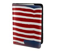 Étui de passeport en cuir de vache imprimé drapeau américain pour homme et femme, protection de documents, noir, One Size