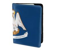 Étui de passeport en cuir de vache imprimé drapeau de l'État de Louisiane, étui de passeport, étui de carte de voyage pour homme et femme, protecteur de documents, noir, One Size