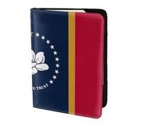 Étui de passeport en cuir de vache imprimé drapeau du Mississippi, étui de passeport, étui de carte de voyage pour homme et femme, protecteur de documents, noir, One Size