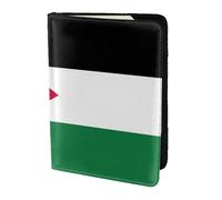 Étui de passeport en cuir de vache imprimé drapeau jordanien, étui de passeport, étui de carte de voyage pour homme et femme, protecteur de documents, noir, One Size