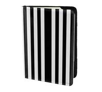 Étui de passeport en cuir de vachette imprimé à rayures noires et blanches, étui de protection pour cartes de voyage pour hommes et femmes, protecteur de documents, noir, One Size