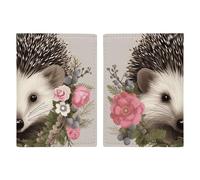 Étui de passeport en cuir fait à la main avec fente pour cartes et billets, motif hérisson en forme de couronne florale, facile d'accès, pour homme et femme, 20,3 x 13,8 cm, Style :, 20.3x13.8cm