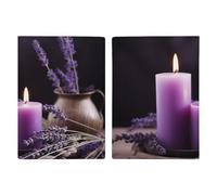 Étui de passeport en cuir fait à la main avec fentes pour cartes et tickets - Accès facile - Pour homme et femme - Violet lavande avec bougies - 20,3 x 13,8 cm, Style :, 20.3x13.8cm
