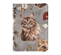 Étui de passeport en cuir gris avec motif de chats somaliens mignons et réalistes pour voyage pour voyage, étui de protection pour passeport mignon pour homme léger