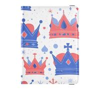 Étui de passeport en cuir imperméable avec couronne Union Jack rouge, blanc et bleu pour les voyages pour les femmes, ultra fin, Couronne Union Jack rouge, blanc et bleu, 1 size