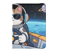Étui de passeport en cuir imperméable pour homme Motif astronautes
