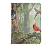 Étui de passeport en cuir imperméable pour homme Motif oiseaux dans un arbre de safari