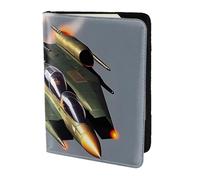Étui de passeport en cuir imprimé avions de chasse pour homme et femme, portefeuille de voyage, noir, One Size