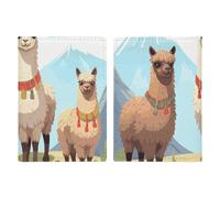 Étui de passeport en cuir imprimé bateau sur l'océan pour documents, cadeaux de voyage, Lama et alpaga, 20.3x13.8cm