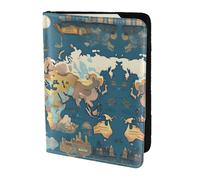 Étui de passeport en cuir imprimé carte du monde pour homme et femme, portefeuille de voyage, noir, One Size