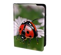 Étui de passeport en cuir imprimé coccinelle et marguerite pour homme et femme, noir, One Size