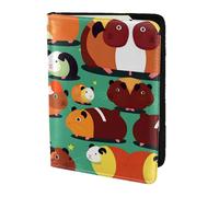 Étui de passeport en cuir imprimé cochon d'Inde mignon pour homme et femme, noir, One Size