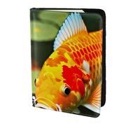 Étui de passeport en cuir imprimé de jolis carpes koï japonais pour homme et femme, portefeuille de voyage, noir, One Size