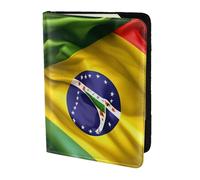 Étui de passeport en cuir imprimé drapeaux américains et brésiliens pour homme et femme, portefeuille de voyage, noir, One Size
