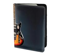 Étui de passeport en cuir imprimé guitares électriques orange pour homme et femme, portefeuille de voyage, noir, One Size
