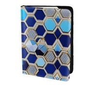 Étui de passeport en cuir imprimé hexagonal bleu et diamant pour homme et femme, portefeuille de voyage, noir, One Size