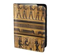 Étui de passeport en cuir imprimé hiéroglyphes égyptiens pour homme et femme, portefeuille de voyage, noir, One Size