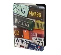 Étui de passeport en cuir imprimé plaque d'immatriculation pour homme et femme, portefeuille de voyage, noir, One Size