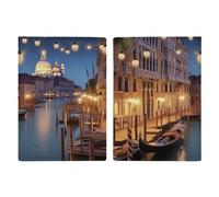 Étui de passeport en cuir imprimé rue d'Italie pour documents, cadeaux de voyage, Belle Venise la nuit, 20.3x13.8cm