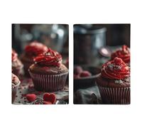 Étui de passeport en cuir imprimé rue d'Italie pour documents, cadeaux de voyage, Cupcakes rouges, 20.3x13.8cm