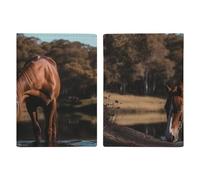 Étui de passeport en cuir imprimé rue d'Italie pour documents, cadeaux de voyage, Le cheval est de l'eau potable, 20.3x13.8cm