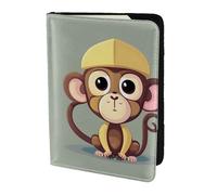 Étui de passeport en cuir imprimé singe mignon pour homme et femme, portefeuille de voyage, noir, One Size