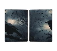 Étui de passeport en cuir imprimé tortue de mer pour documents, cadeaux de voyage, Corbeau de nuit, 20.3x13.8cm