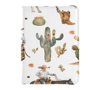 Étui de passeport en cuir léger pour passeport en famille, vacances, organiseur de documents, accessoires essentiels de voyage, éléments aquarelles de cowboys, multicolore, 1 size, Décontracté