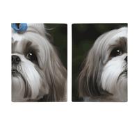 Étui de passeport en cuir noir imprimé football pour documents, cadeaux de voyage, Chien Shih Tzu, 20.3x13.8cm
