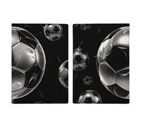 Étui de passeport en cuir noir imprimé football pour documents, cadeaux de voyage, Soccer Black, 20.3x13.8cm