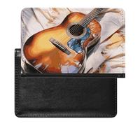 Étui de passeport en cuir phosphorescent pour passeport - Système solaire - Planète - Étui de voyage essentiel pour homme et femme, Guitare acoustique aquarelle, Taille unique