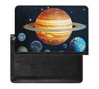 Étui de passeport en cuir phosphorescent pour passeport - Système solaire - Planète - Étui de voyage essentiel pour homme et femme, Planète du système solaire phosphorescent, Taille unique