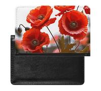 Étui de passeport en cuir phosphorescent pour passeport - Système solaire - Planète - Étui de voyage essentiel pour homme et femme, Fleurs de coquelicots vives., Taille unique