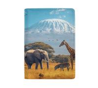 Étui de passeport en cuir pour femme, Groupe d'animaux africains-9