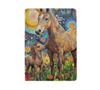 Étui de passeport en cuir pour homme, Cheval de printemps et poulain