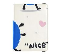 Étui de passeport en cuir pour homme Motif monstre bleu, Dessin animé mignon monstre bleu, 1 size